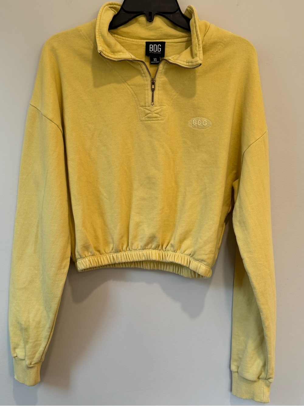 BDG Urban Outfitters | Yellow Quarter Zip Cropped Sweatshirt | Size XS